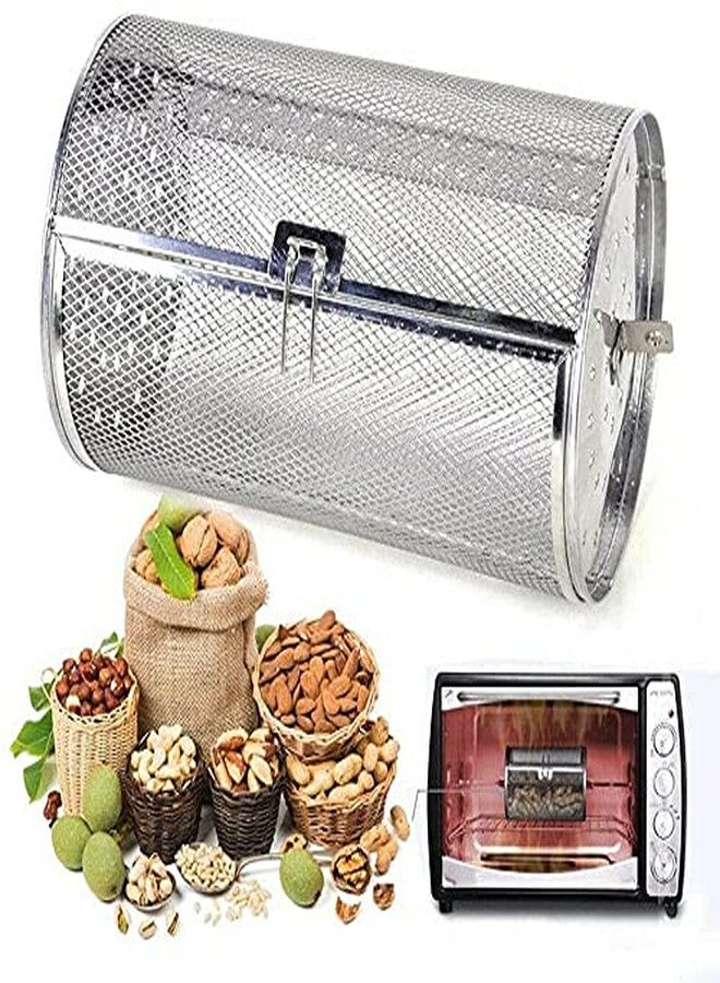 LinaLife 12x23cm Stainless Steel Rotisserie Grill Roaster Drum Dried Baking Coffee Bean Nut Oven Basket BBQ Grill Cage Kit - Image 1